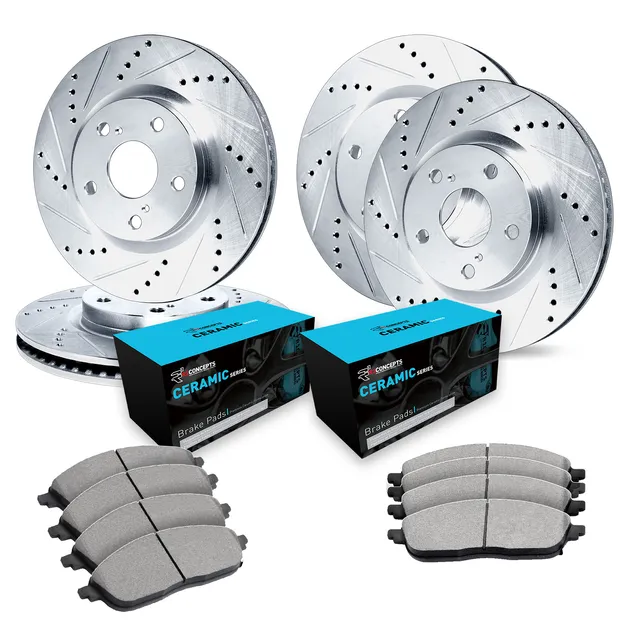 R1 Concepts WGWN2-02011 E- Line Series Brake Rotor - D/S - Silver W/ Ceramic Pads